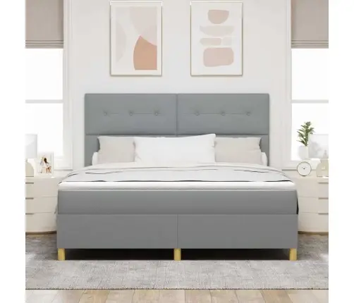 Led Gultas Pamatne Ar Matraci Gaiši Pelēks 180 X 200 Cm Audums Vidaxl