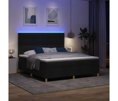 Led Gultas Pamatne Ar Matraci Melna 180 X 200 Cm Audums Vidaxl