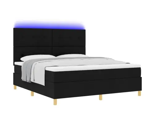 Led Gultas Pamatne Ar Matraci Melna 180 X 200 Cm Audums Vidaxl