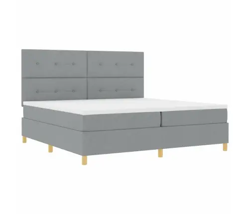 Led Box Spring Voodi Madratsiga Helehall 200 X 200 Cm Kangas