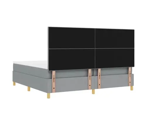 Led Box Spring Voodi Madratsiga Helehall 200 X 200 Cm Kangas