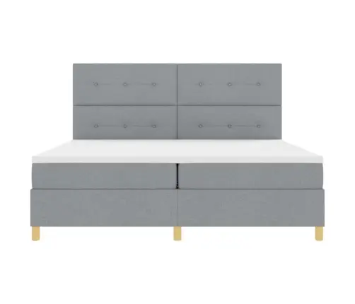 Led Box Spring Voodi Madratsiga Helehall 200 X 200 Cm Kangas