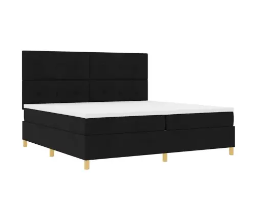 Kastītes Atsperu Gulta Ar Matraci Melna 200 X 200 Cm Audums Vidaxl