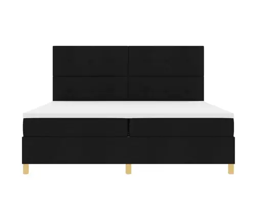 Kastītes Atsperu Gulta Ar Matraci Melna 200 X 200 Cm Audums Vidaxl
