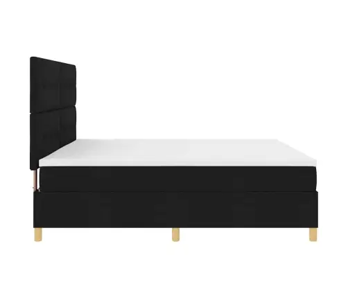 Kastītes Atsperu Gulta Ar Matraci Melna 200 X 200 Cm Audums Vidaxl