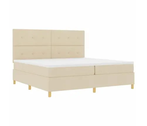 Led Gultas Pamatne Ar Matraci Krēmkrāsa 200 X 200 Cm Audums Vidaxl