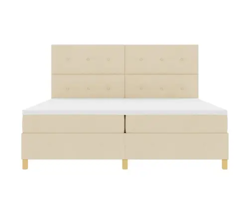 Led Gultas Pamatne Ar Matraci Krēmkrāsa 200 X 200 Cm Audums Vidaxl