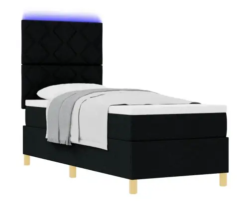 Led Gultas Pamatne Ar Matraci Melna 80 X 200 Cm Audums Vidaxl