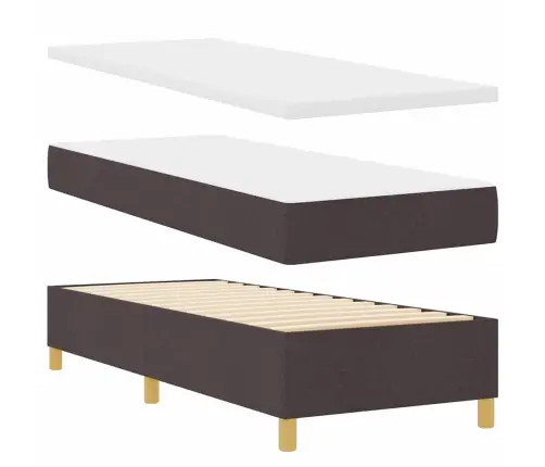 Led Box Spring Voodi Madratsiga Tume Pruun 80 X 200 Cm Kangas