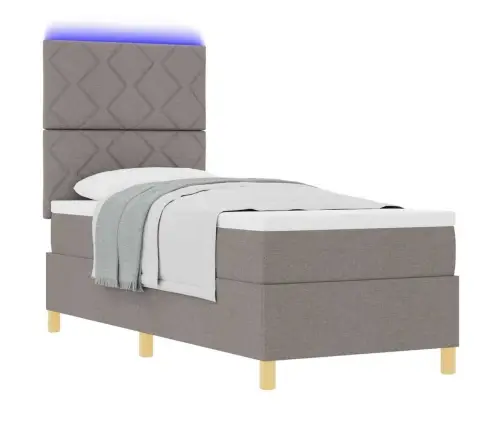 Led Gultas Pamatne Ar Matraci Pelēkbrūna 80 X 200 Cm Audums Vidaxl