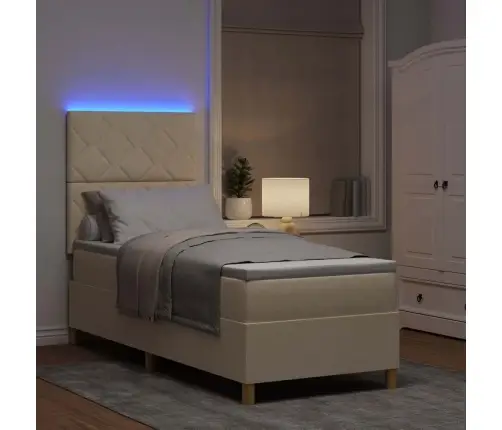 Led Čiužinio Lova Su Čiužiniu Kreminė 80 X 200 Cm Audinys