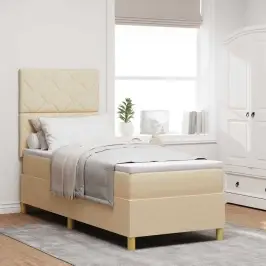 Kiemas Lova Su Čiužiniu Kreminė 80 X 200 Cm Audinys