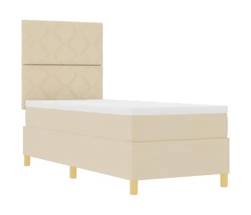 Led Čiužinio Lova Su Čiužiniu Kreminė 80 X 200 Cm Audinys