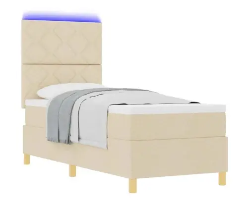 Led Čiužinio Lova Su Čiužiniu Kreminė 80 X 200 Cm Audinys