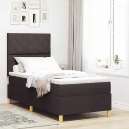 Kastītes Atsperu Gulta Tumši Brūna 90 X 190 Cm Audums Vidaxl