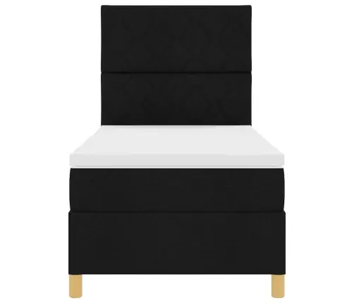 Gultas Pamats Ar Matraci Un Led Melnā Krāsā 100 X 200 Cm Audums Vidaxl