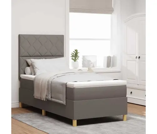 Led Box Spring Voodi Peaga Pruunikashall 100 X 200 Cm Kangas