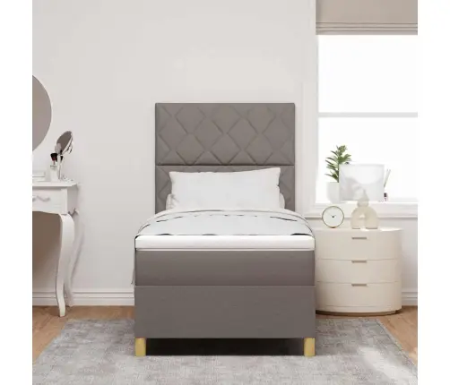 Led Box Spring Voodi Peaga Pruunikashall 100 X 200 Cm Kangas