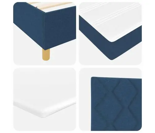 Led Box Spring Voodi Madratsiga Sinine 100 X 200 Cm Kangas