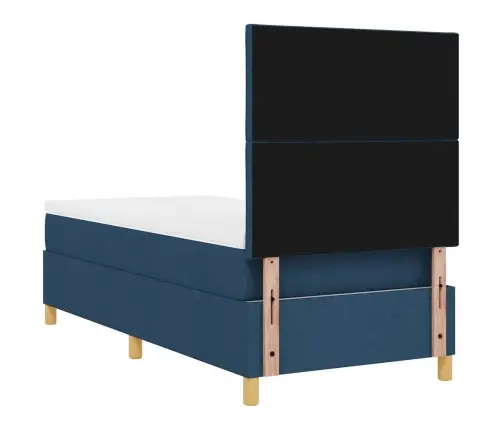 Led Box Spring Voodi Madratsiga Sinine 100 X 200 Cm Kangas