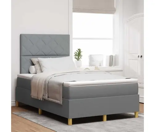 Gultas Pamatne Ar Matraci Un Led Gaismu Gaiši Pelēkā 120X190 Cm Vidaxl