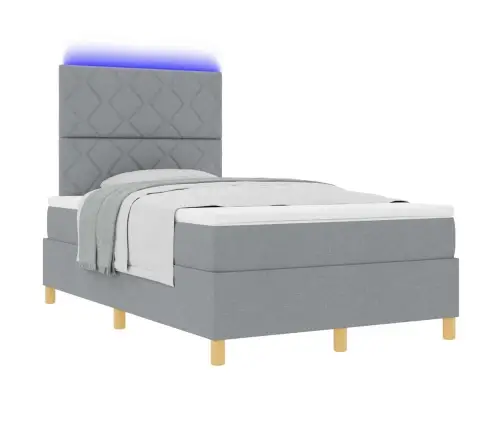 Gultas Pamatne Ar Matraci Un Led Gaismu Gaiši Pelēkā 120X190 Cm Vidaxl