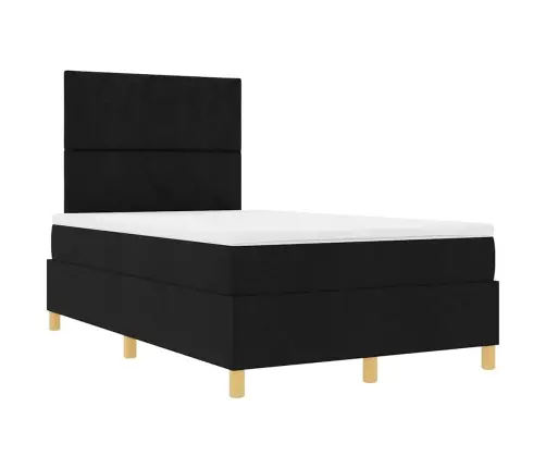 Kastes Pavasara Gulta Ar Matrači & Led Melnā 120X190 Cm Auduma Vidaxl