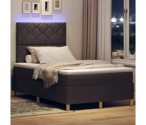 Gultas Rāmja Gulta Ar Matraci Un Led Tumši Brūnā Krāsā 120X190 Cm Audums Vidaxl
