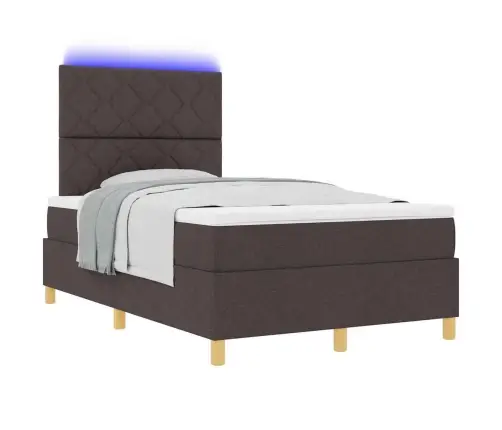 Gultas Rāmja Gulta Ar Matraci Un Led Tumši Brūnā Krāsā 120X190 Cm Audums Vidaxl