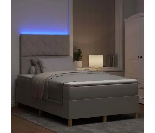 Kastes Gulta Ar Matraci Un Led Pelēkbrūnā 120X190 Cm Audumā Vidaxl