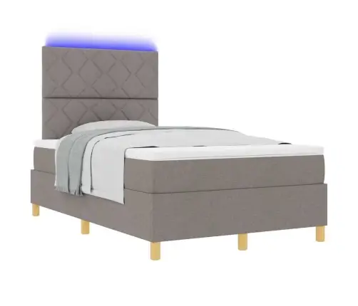Kastes Gulta Ar Matraci Un Led Pelēkbrūnā 120X190 Cm Audumā Vidaxl