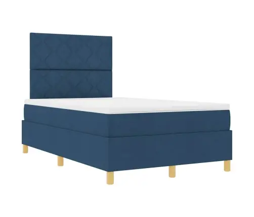 Led Box Spring Voodi Madratsiga Sinine 120 X 200 Cm Kangas