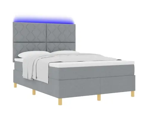 Kiemas Lova Su Čiužiniu Šviesiai Pilka 140 X 200 Cm Audinys