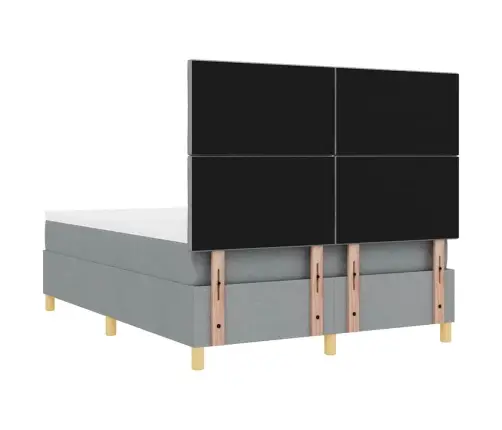 Kastītes Atsperu Gulta Gaiši Pelēka 160 X 200 Cm Audums Vidaxl