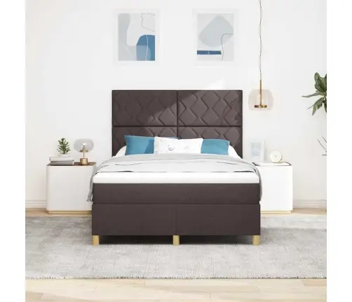 Led Čiužinio Lova Tamsiai Rudas 160 X 200 Cm Audinys