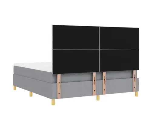 Atsperes Gulta Ar Matraci & Led Gaiši Pelēkā 180X200 Cm Audums Vidaxl