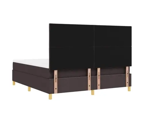 Kastītes Atsperes Gulta Ar Matraci & Led Tumši Brūns 180X200 Cm Audums Vidaxl