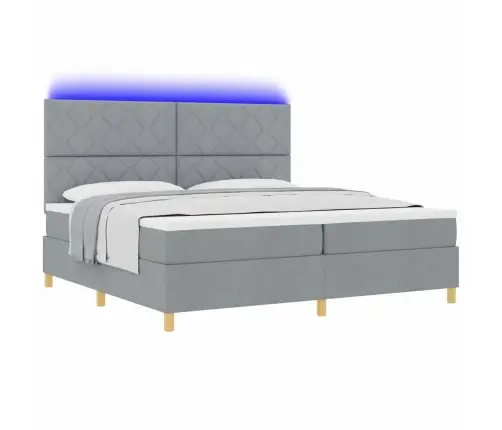 Gultas Dzelzs Gultas Ar Matraci Un Led Gaismu Gaiši Pelēks 200X200 Cm Īpašs Vidaxl