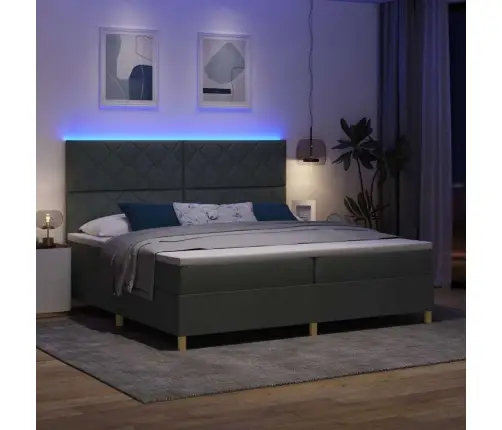 Kastes Gulta Ar Matraci Un Led, Tumši Pelēka, 200X200 Cm Auduma Vidaxl