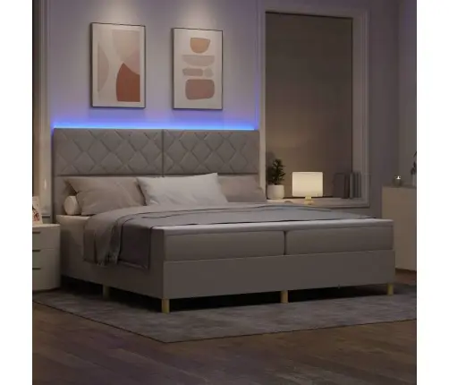 Kastītes Atsperu Gulta Pelēkbrūna 200 X 200 Cm Audums Vidaxl