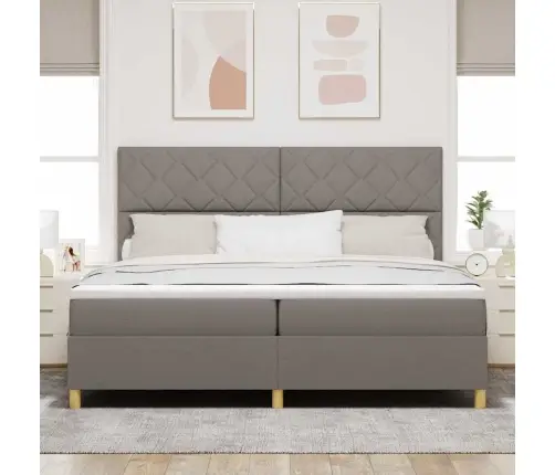 Kastītes Atsperu Gulta Pelēkbrūna 200 X 200 Cm Audums Vidaxl
