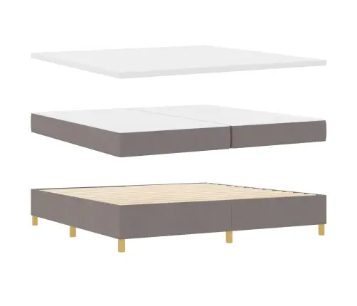 Kastītes Atsperu Gulta Pelēkbrūna 200 X 200 Cm Audums Vidaxl