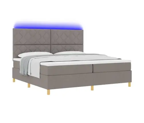 Kastītes Atsperu Gulta Pelēkbrūna 200 X 200 Cm Audums Vidaxl