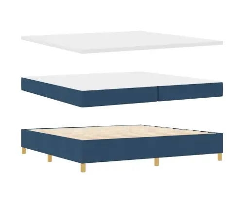 Box Spring Gulta Ar Matraci & Led Zila 200X200 Cm Auduma Vidaxl