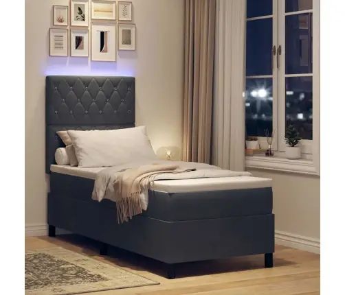 Led Box Spring Voodi Madratsiga Tumehall 80 X 200 Cm Kangas