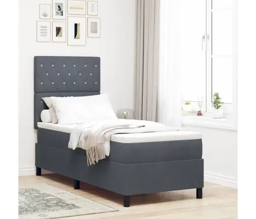 Led Box Spring Voodi Madratsiga Tumehall 80 X 200 Cm Kangas