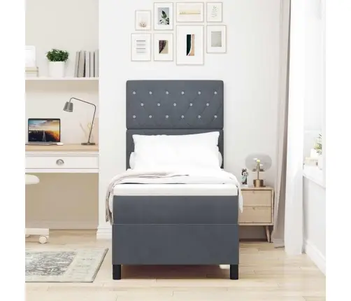 Led Box Spring Voodi Madratsiga Tumehall 80 X 200 Cm Kangas