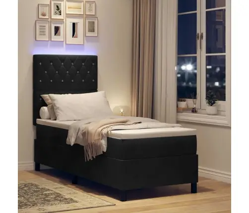 Led Čiužinio Lova Su Čiužiniu Juoda 80 X 200 Cm Audinys