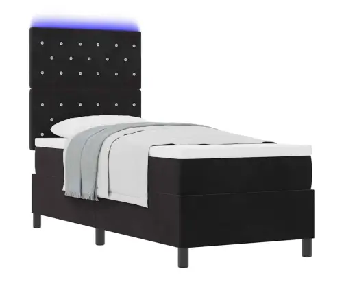 Led Čiužinio Lova Su Čiužiniu Juoda 80 X 200 Cm Audinys