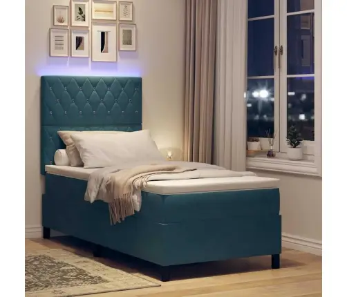 Led Čiužinio Lova Tamsiai Mėlyna 90 X 190 Cm Audinys